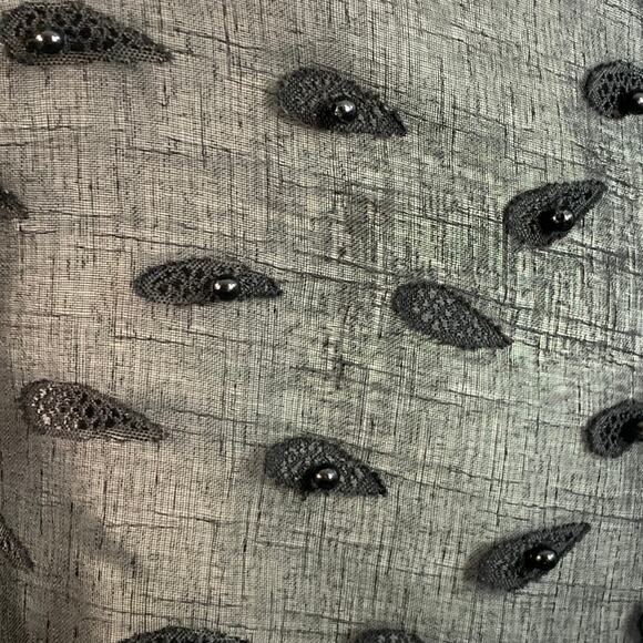 TOKYO JAMES Size L Sheer Black Linen Paisley Beaded Embroidered Shirt - Picture 2 of 10